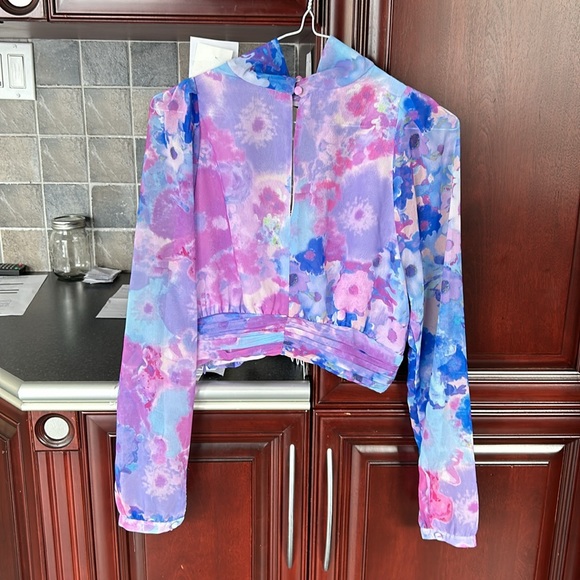 ZARA gorgeous purple/blue cropped blouse size small - Picture 11 of 12